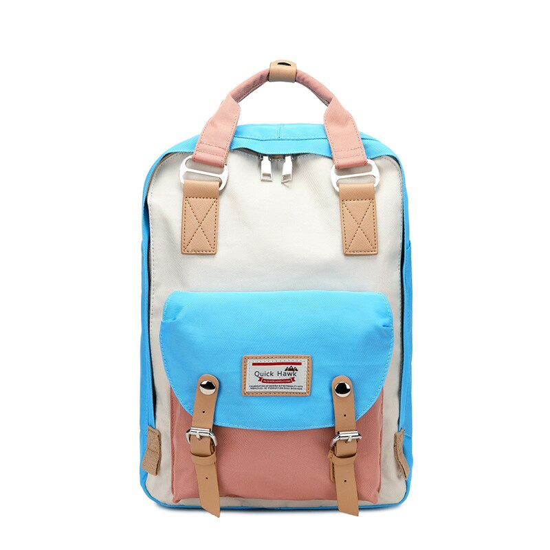 Travel bag solid color Oxford waterproof backpack women's high-capacity school bag women canvas retro laptop backpacks: blue white pink