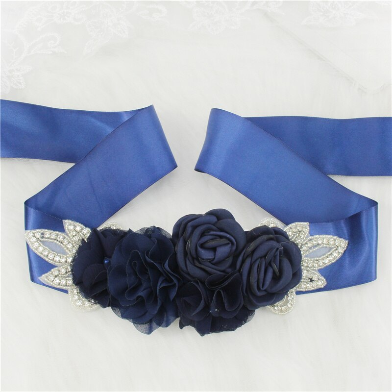 Cinturones de boda con diamantes de imitación para mujer, accesorios de boda, banda de flores de satén, pretina para niña, cinturón de boda
