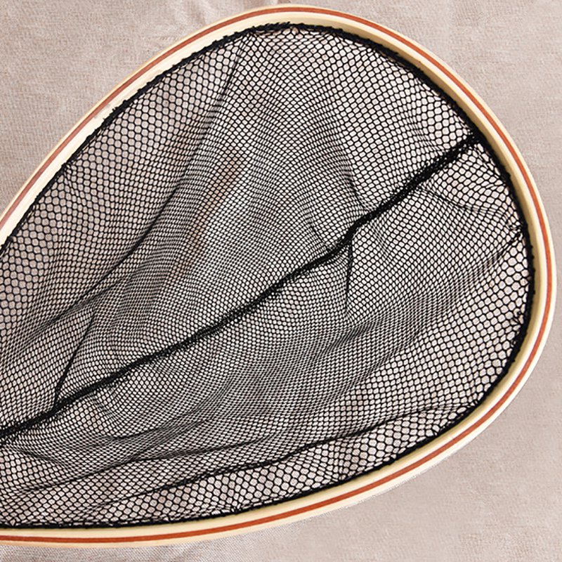 Fly Fishing Landing Net Wooden Handle Nylon Landing Handle Trout Mesh Fish Catch Release Scoop Fishing Tool