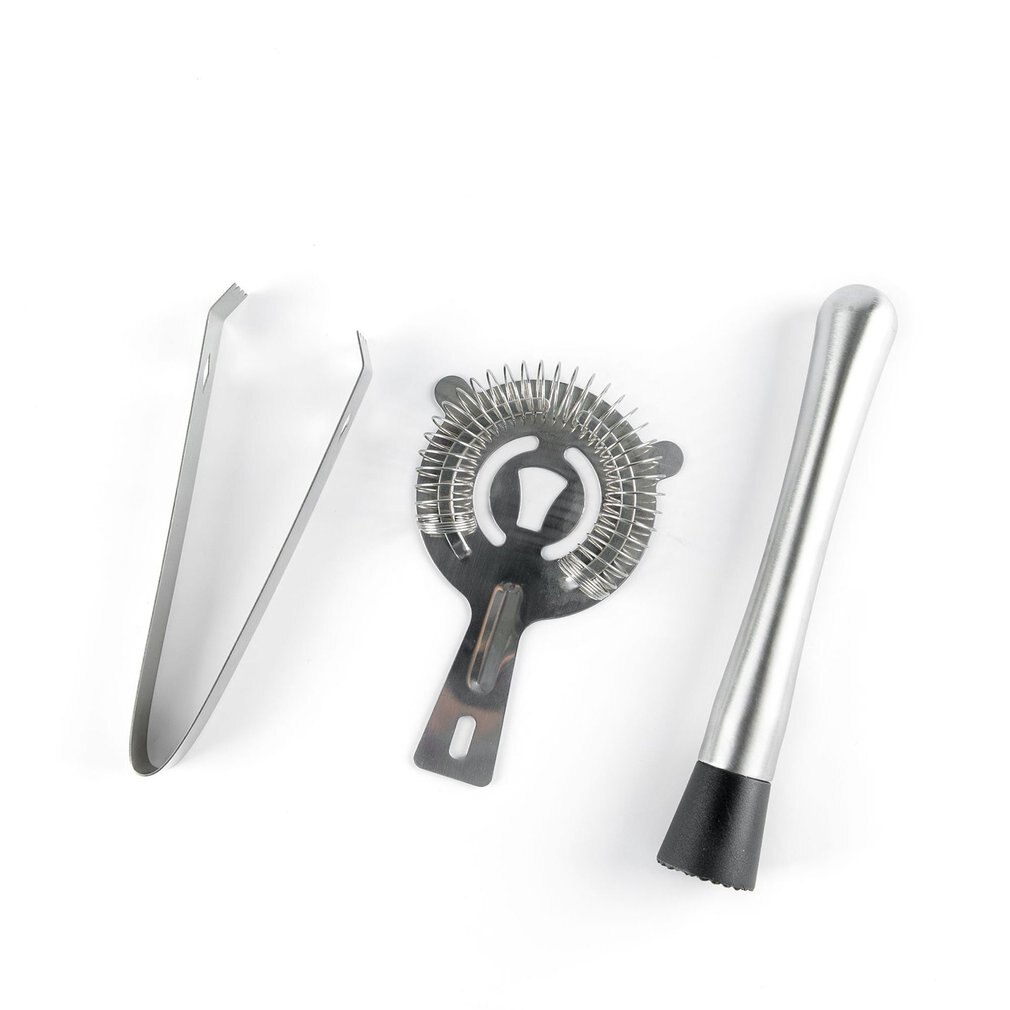 10 Piece Set Stainless Steel Cocktail Set Bar Bartending Tool Barware Set Shaker Set with Wooden Rack