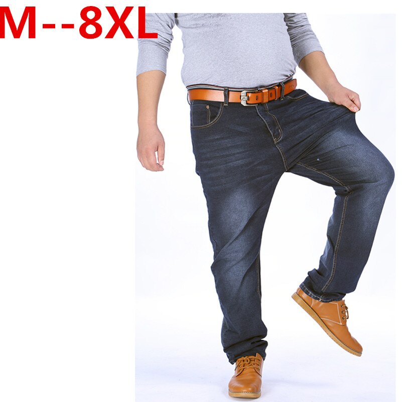 Høj stretch plus størrelse 52 48 46 44 42 9xl 8xl 7xl 6xl 5 xljeans sort denim business jean slappe af forretning arbejdsbukser bukser: Xxxl