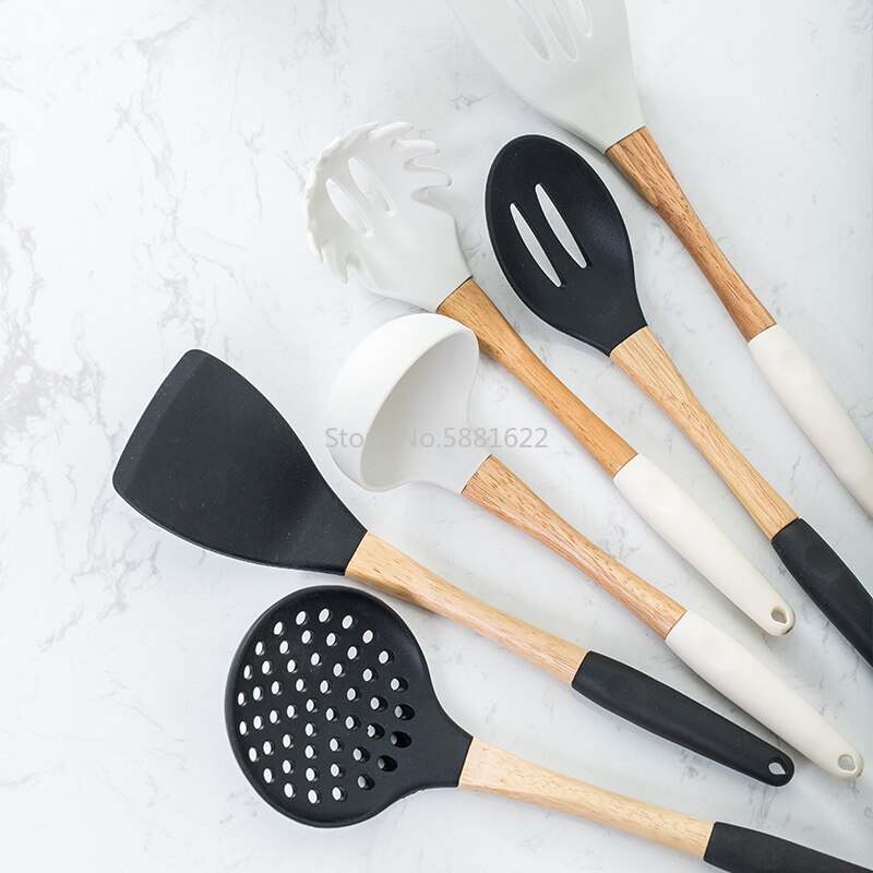 6/7 Pieces Cooking Tools Set Premium Silicone Kitchen Cooking Utensils Set Turner Soup Spoon Strainer Pasta Server Spoon