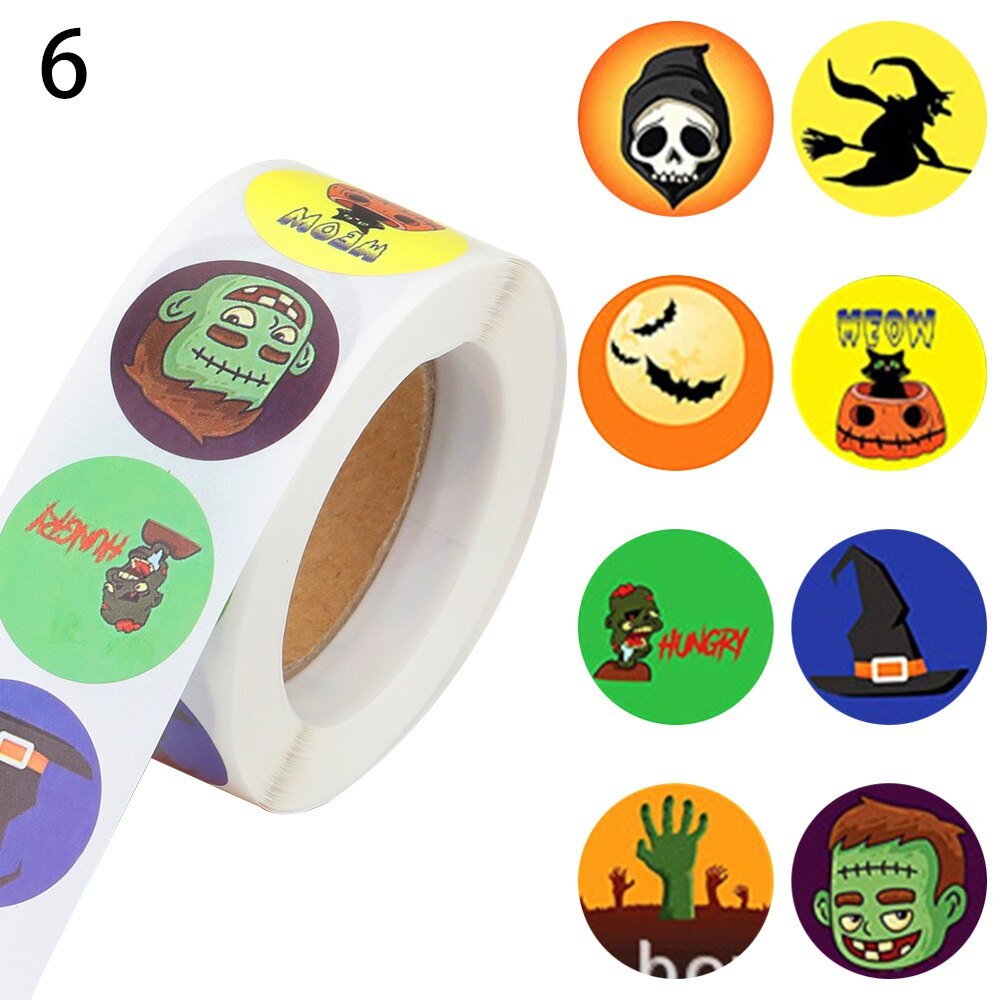 500 stuks halloween ronde stickers zelfklevende etiketten papieren snoepzakken stickers verpakking seal verpakking knutselen: 6