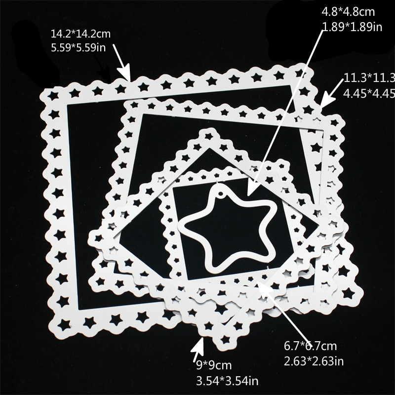 KSCRAFT Ster vierkante nestelen frame Metalen Stansmessen Stencils voor DIY Scrapbooking/fotoalbum Decorativembossing DIY Kaart