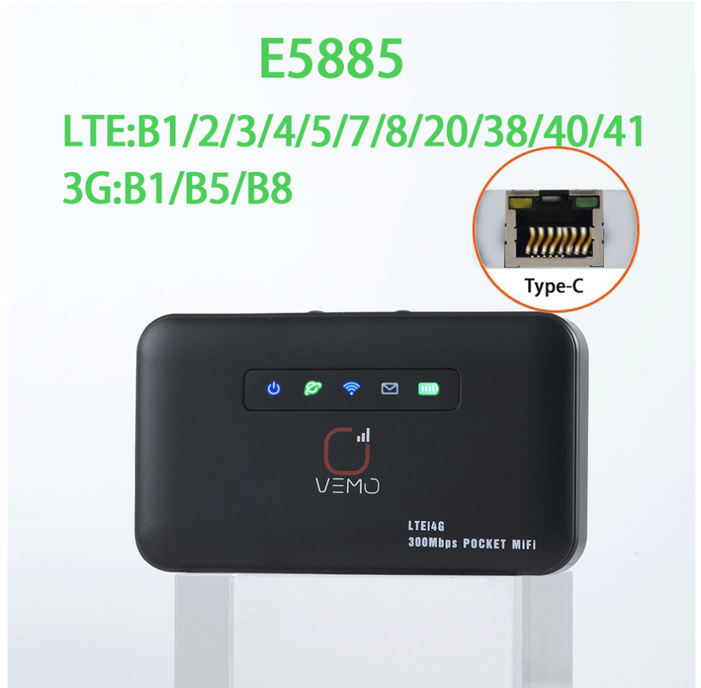 E5885 4G router hotspot LTE WiFi Port RJ45 300Mbps 4G router modem WiFi 2600mAh bateria 1 LAN Port RJ45