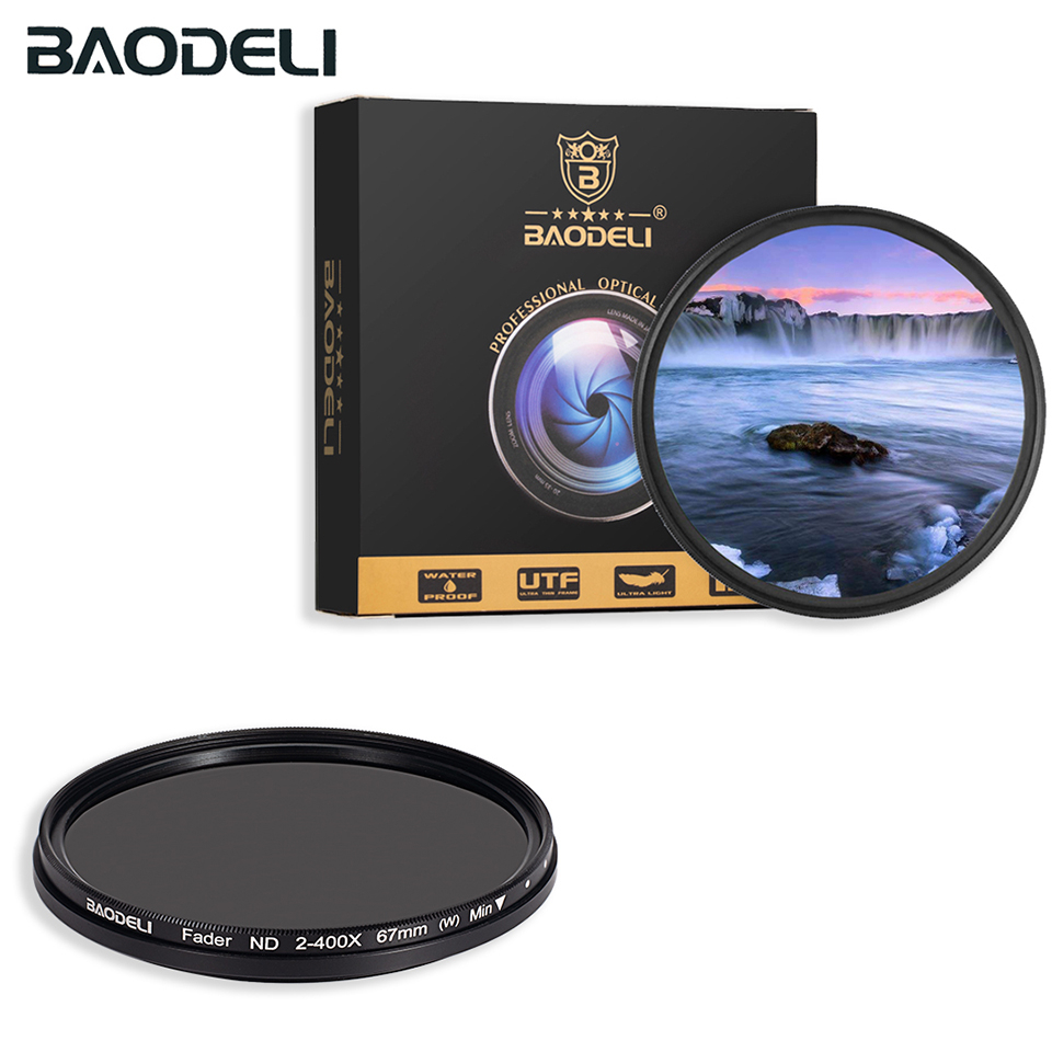 BAODELI Nd2-400 Variable Nd Filter 49 52 55 58 67 72 77 82 Mm For Camera Lens Canon M50 600d Nikon D3200 D3500 D5600 Sony A6000