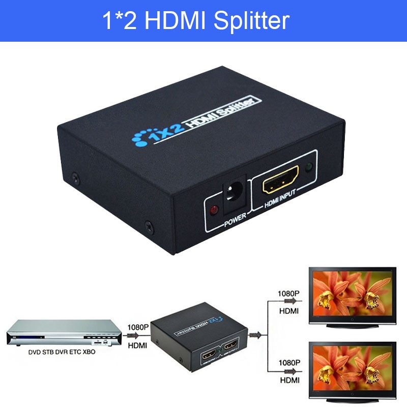 HDMI Splitter 1In 2 Out Full HD 1080 p Video HDMI Switch Voor HDCP HDTV DVD PS3 Met Power Kabel voor Audio HDTV Vedio
