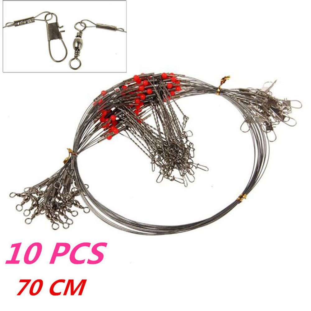 10 Fishing Wire Trace Fishing Wire Leader Trace With Snap & Swivel Fish Tackle 3 Arms Spinner Shark Spinning with Stianles