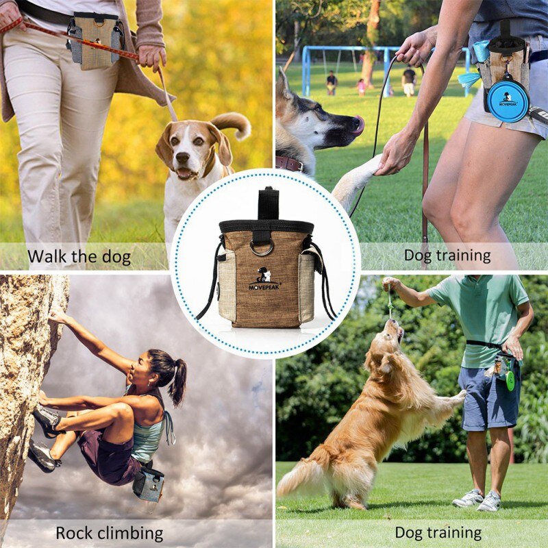 Outdoor Portable Training Dog Snack Bag Oxford Cloth Puppy Snack Reward Waist Bag Free Folding Bowl Pet Supplies