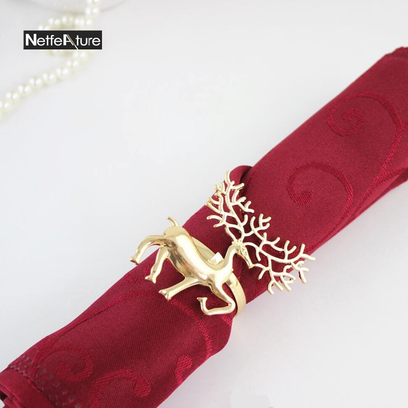6 Stks Metalen Kerst Herten Vorm Servetring Servet Gesp Hotel Restaurant Home Tafel Decoratie Serviette Holder