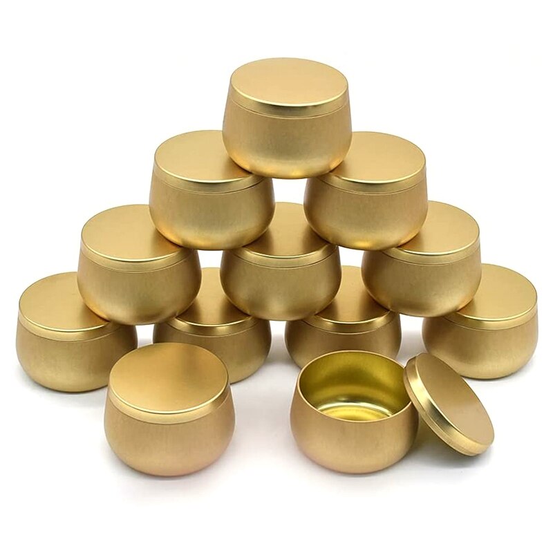 Lata de vela de 4 Oz, 12 Uds., contenedores para velas, latas de vela vacías con tapas a granel, tarros de vela: Oro