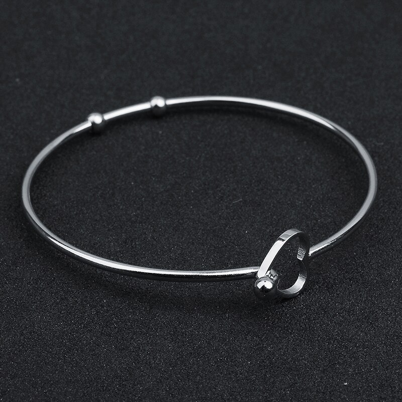 XINYAO 2pcs/lot Stainless Steel Love Heart Wire Bangle Bracelet Female Cute Open Cuff Arm Bracelets Bangles