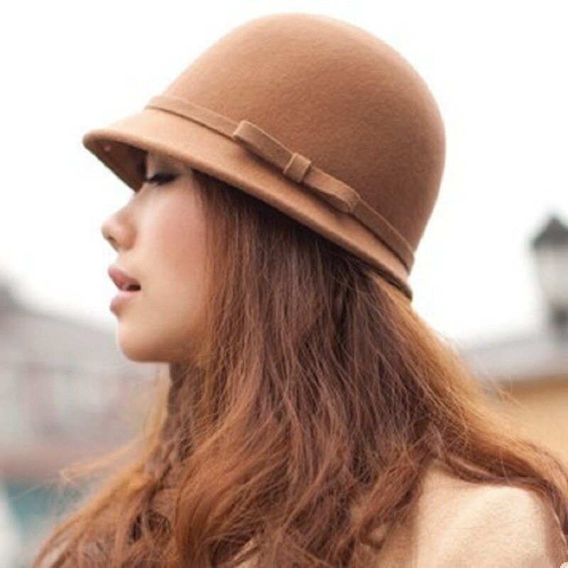 Sombrero de lana de fieltro plegable con ala para mujer, sombreros flexibles de pesca con lazo femenino, protección solar,