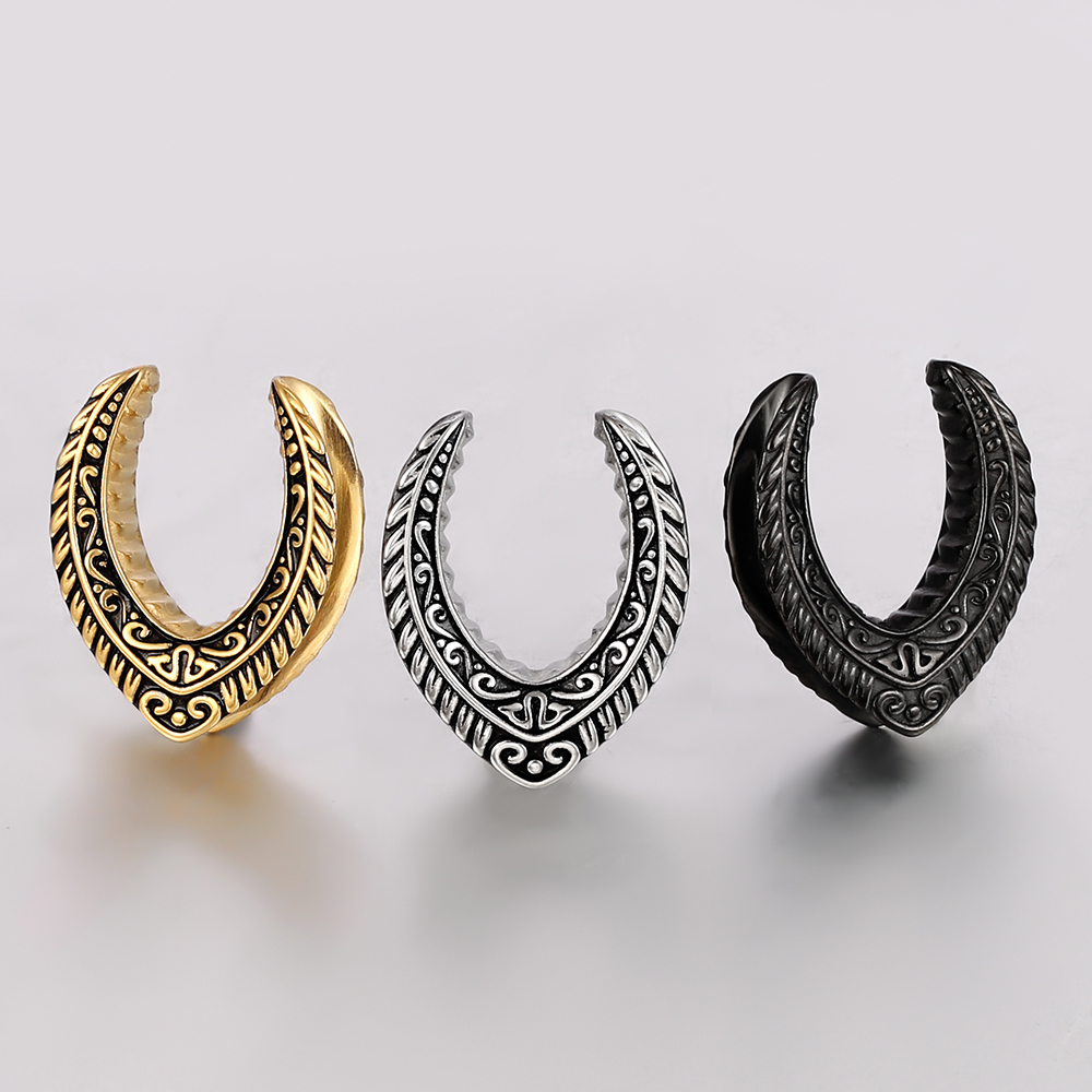 Twolobes 2 STUKS Vintage Zadel Oor Tunnels Stekkers 316 Rvs Expander Meters Brancards Piercing Lichaam Sieraden Mode
