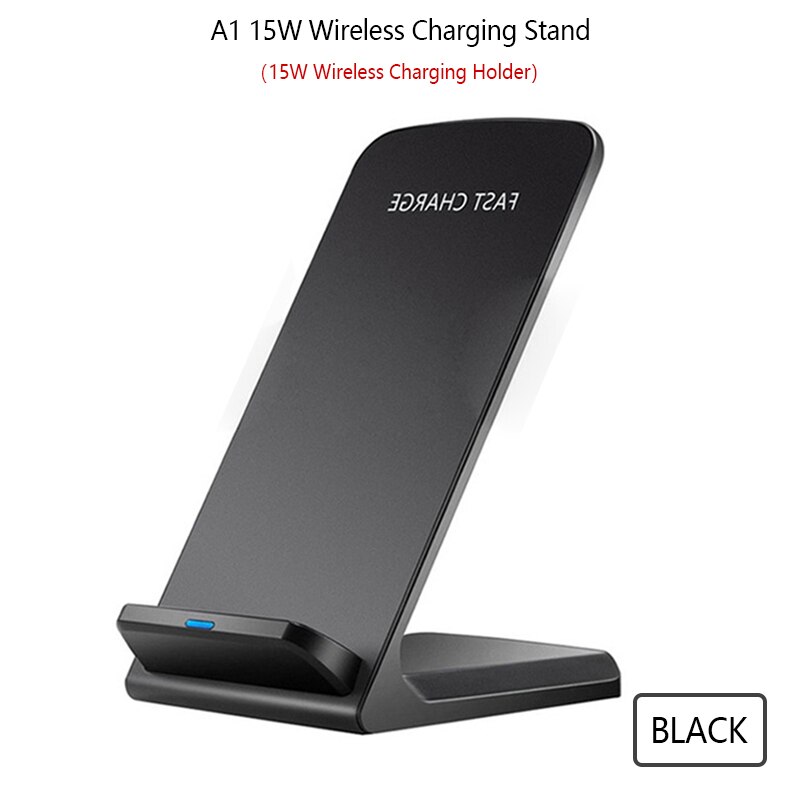 20W Schnelle Drahtlose Ladegerät Stehen 5W Drahtlose Aufladen Pad für Apfel Airpods Profi 2 iPhone 11 12 Profi max Xr 8 Ladestation Halfter: 15W Stand Schwarz