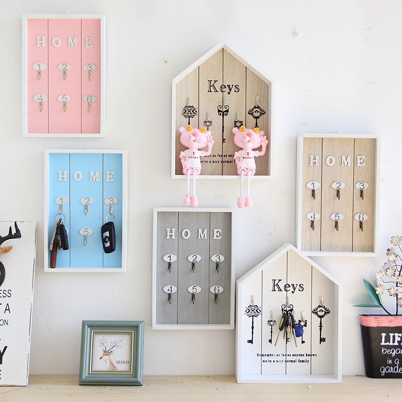 Cajas de madera de estilo nórdico para colgar llaves en la pared artículos diversos estante para organización de la sala de estar decoración de la pared del hogar