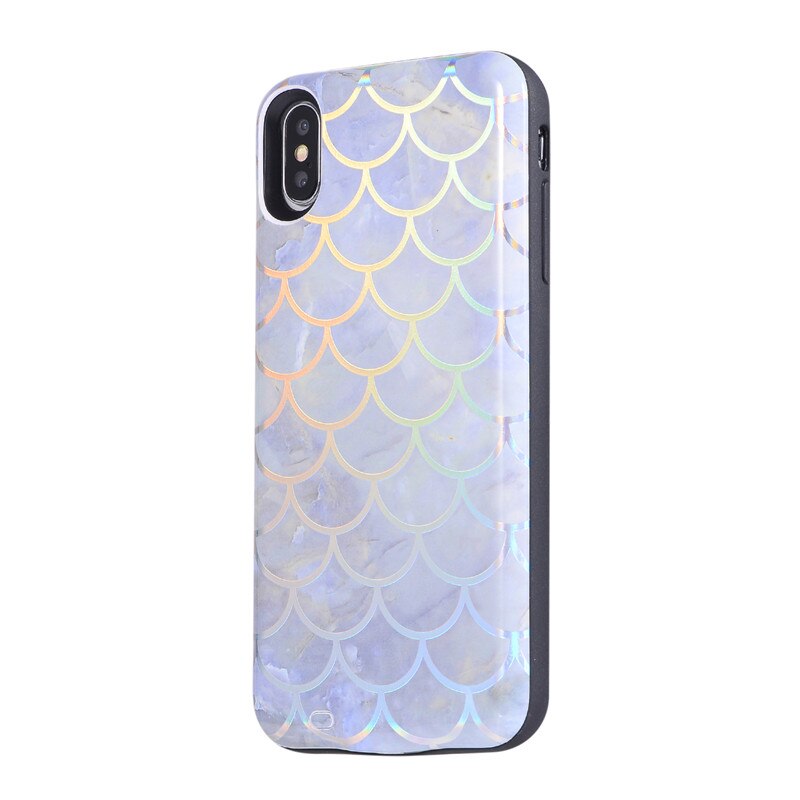 Slim Smart Battery Case for iPhone XR X XS 11 Pro Max 6 6 S 7 8 Plus SE Charging Power Bank snake skin fish scales pattern