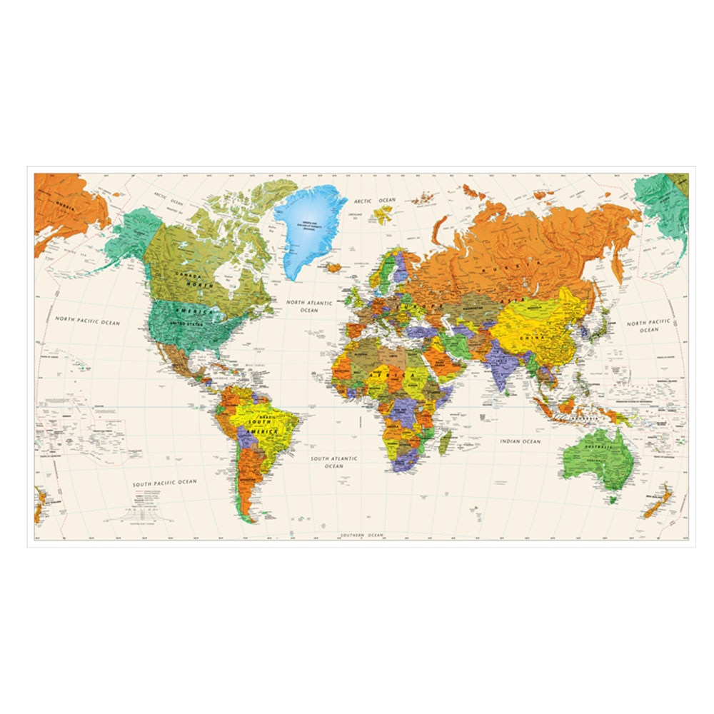 Kleurrijke Wereldkaart Poster Size Wanddecoratie Grote Kaart Van De Wereld 100X57 Cm Waterdichte Canvas Kaart