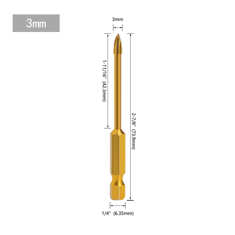Concrete Twist Tile Drill Bit for Ceramic Tile 6mm Tungsten Carbide Drill Bit Universal Indestructible Cross Hex Tile Drill Bits: Gold / 80mm