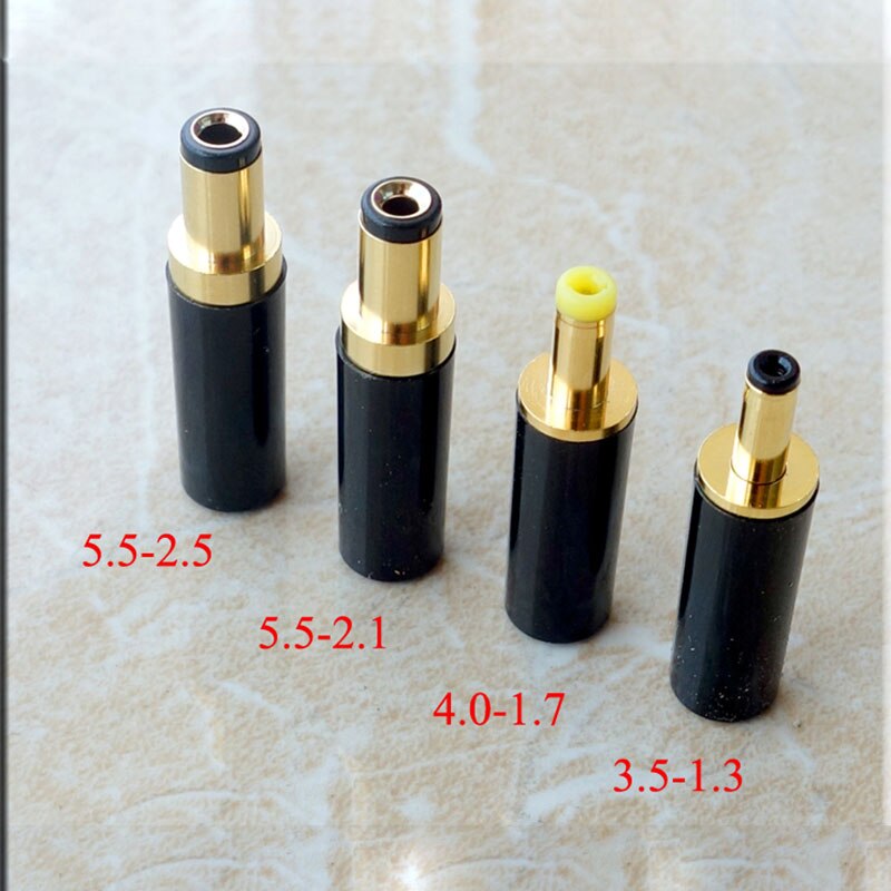 Prise d'alimentation cc pour ligne de sortie linéaire, 1 pièce, plaqué or, 5.5x2.5mm, 5.5x2.1mm, 4.0x1.7mm, 3.5x1.3mm, DIY