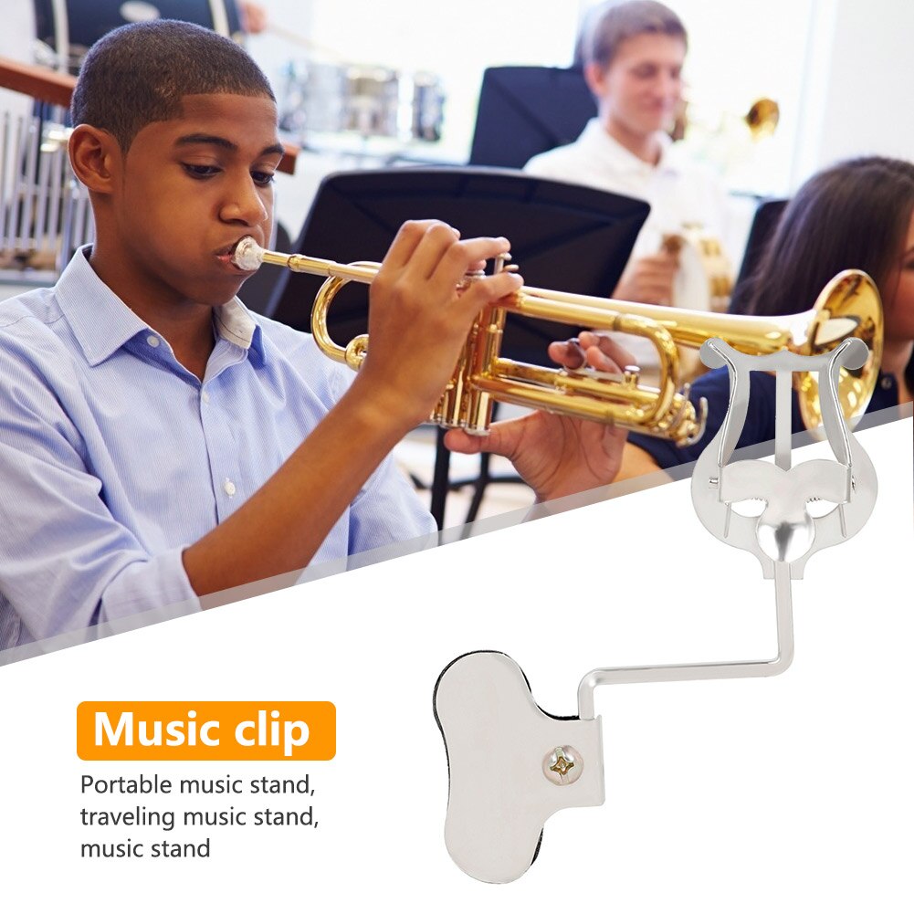 Pocket Trumpet Clip Sheet Music Holder Clip-on Stand Saxophone Trumpet Trombone Clarinet Marching Spectrum Clamp-On