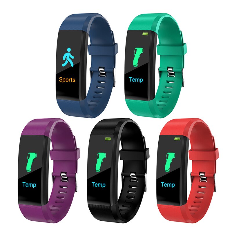 115Plus Smart Armband Lichaamstemperatuur Meting Hartslag Bloeddruk Bluetooth Sport Armband Smart Band Horloge