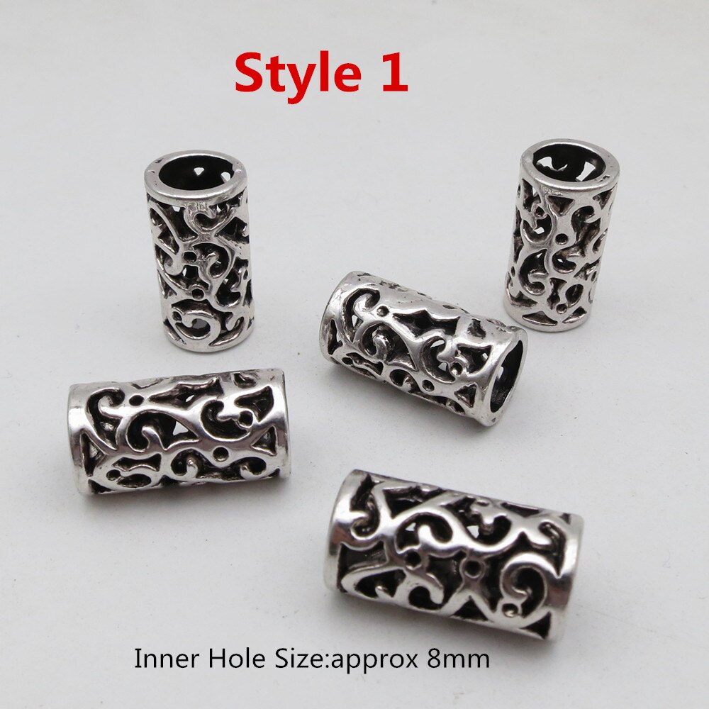 5 Stks/pak Big Hole Viking Haar Vlecht Dread Dreadlock Baard Kralen Ringen Buis Voor Vrouwen Mannen Haaraccessoires: 5pcs Style 1