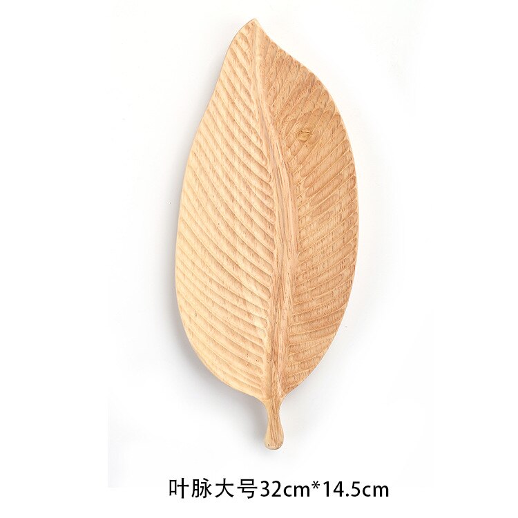 Walnut, oak whole wood plate original handmade leaf plate home snack plate fruit plate Japanese wooden tray tea tray: oak 32x14.5cm