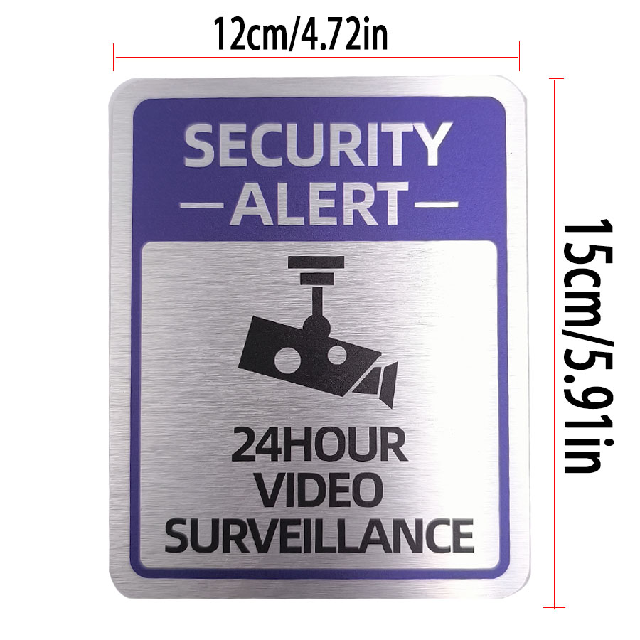 Aluminum plate monitoring prompt sign 24-hour Engl... – Vicedeal