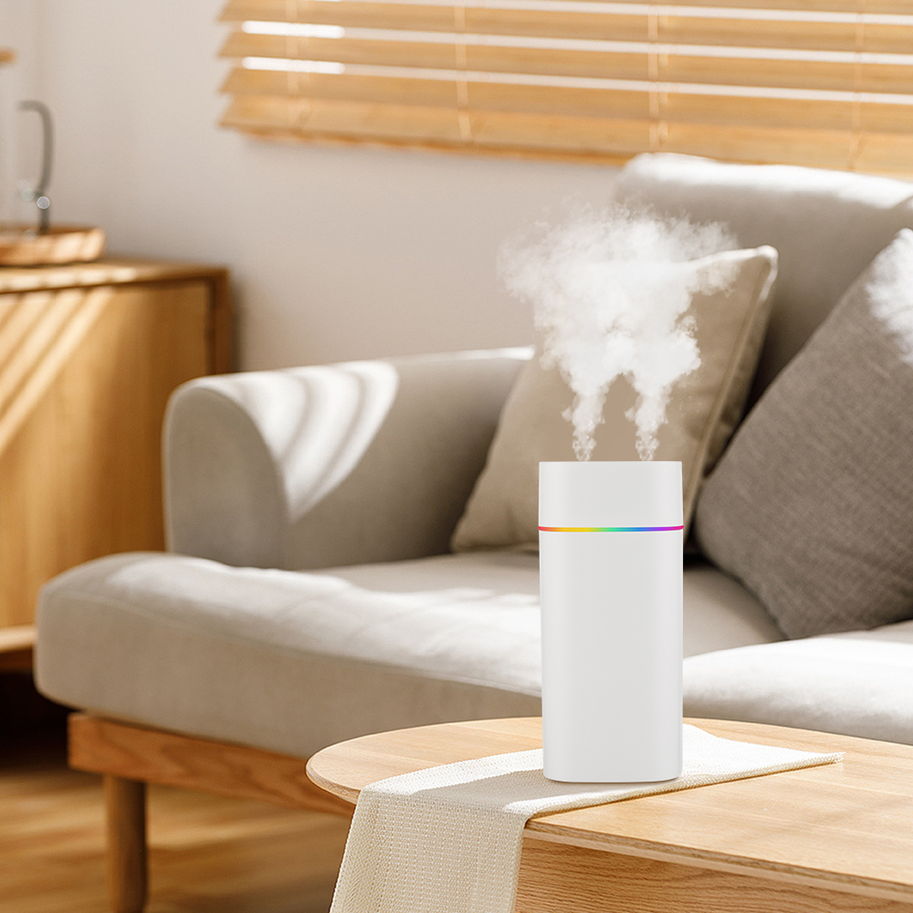 Luchtbevochtiger Dubbele Spray Port Essentiële Olie Aromatherapie Luchtbevochtiger Mute Verstuiver Kleurrijke Verlichting Voor Thuiskantoor Auto 600ML