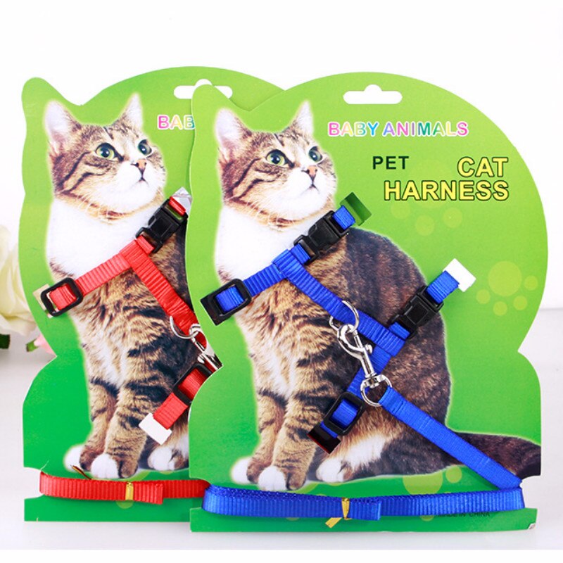 Conjunto de arnés y correa de nailon para gatos productos para mascotas para animales correa de arnés de tracción ajustable para perros gato gatito cuello Halter para gato