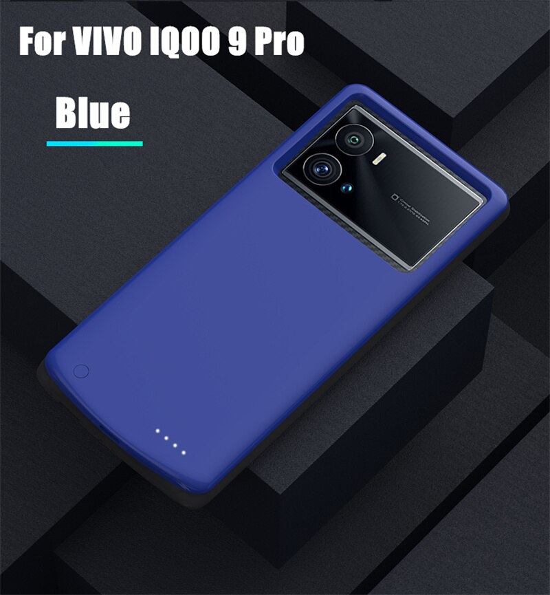 Portable Power Bank Case For VIVO IQOO 9 9 Pro Battery Charger Cases 6800mAh External Charging Battery Powerbank Shockproof Case: IQOO 9 Pro Blue