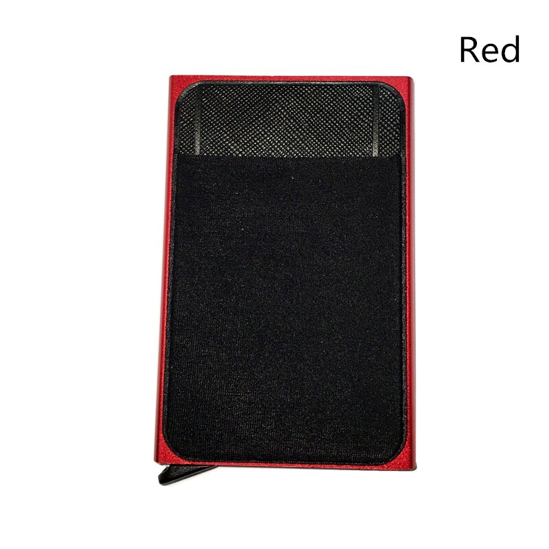 Mannen Vrouwen Pop-Up Rfid Card Portemonnee, Mini Metal Aluminium Beschermende Kleding Opbergtas, quick Release Smart Portemonnee Id Houder: Rood