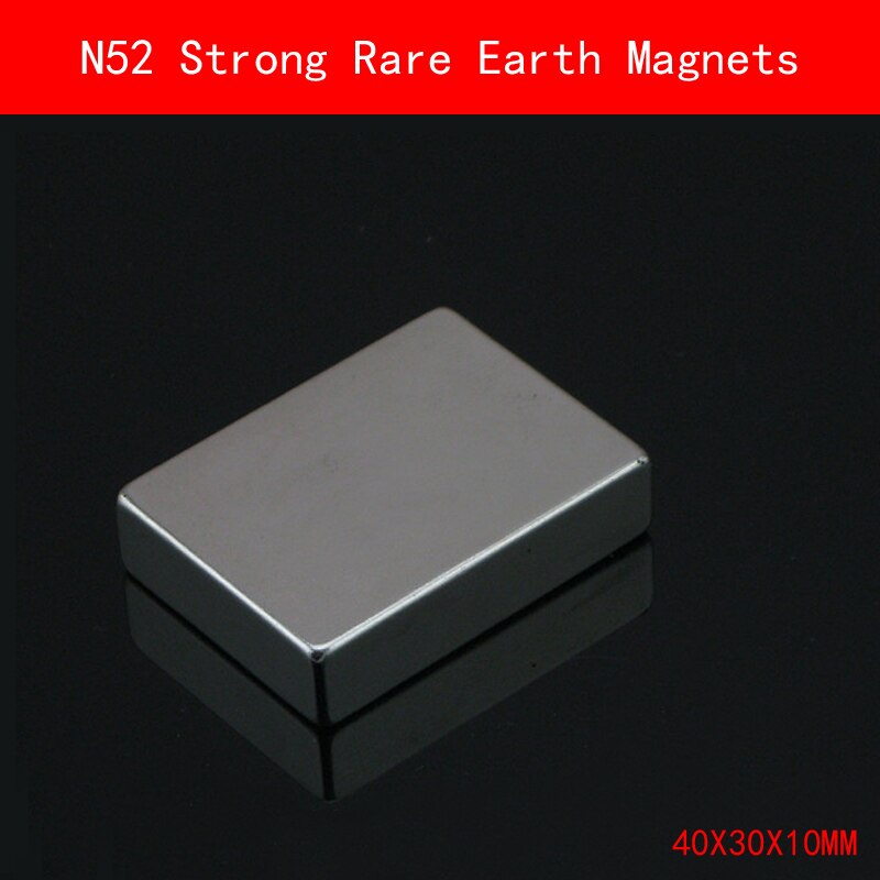 1 STKS 40X30X10mm N52 Super Sterke Zeldzame Aarde Magneet permanente N52 plating Nikkel Magneten 40mm * 30mm * 10mm