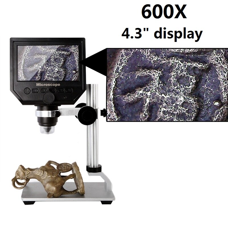 Digital Microscope for PCB Repair 600X 3.6MP USB 4.3 Inches HD LCD Video Microscope Display with Aluminum Alloy Stand