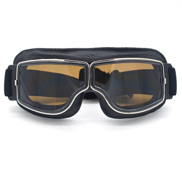 Mooreaxe Motorcycle Vintage Goggles Pilot Motorbike Scooter Biker Retro Glasses Jet Helmet Goggles For Harley Helmet: Chrome Smoke Lens