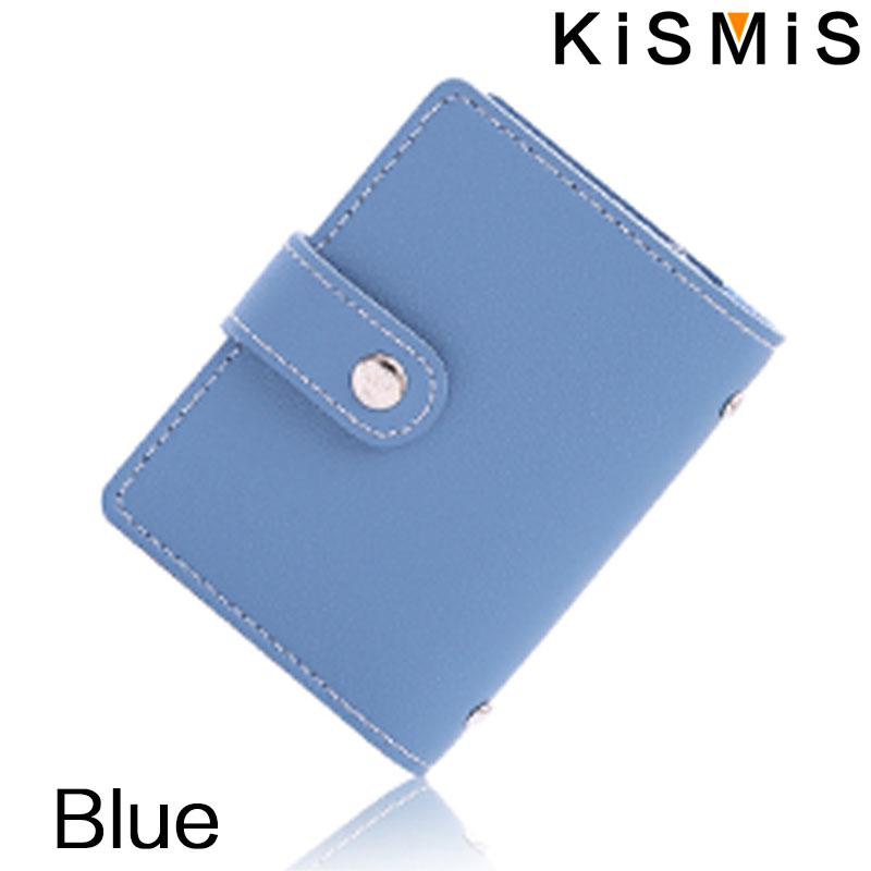 KISMIS 1 PC femmes hommes en cuir 26 fentes ID porte-cartes de crédit RFID blocage portefeuille étui sac de poche: Bleu