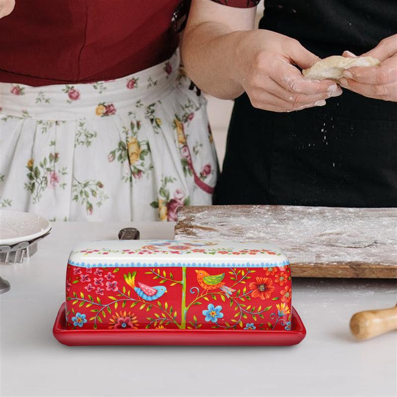 1pc American Style Butter Dish Delicate Ceramic Butter Box Butter Container