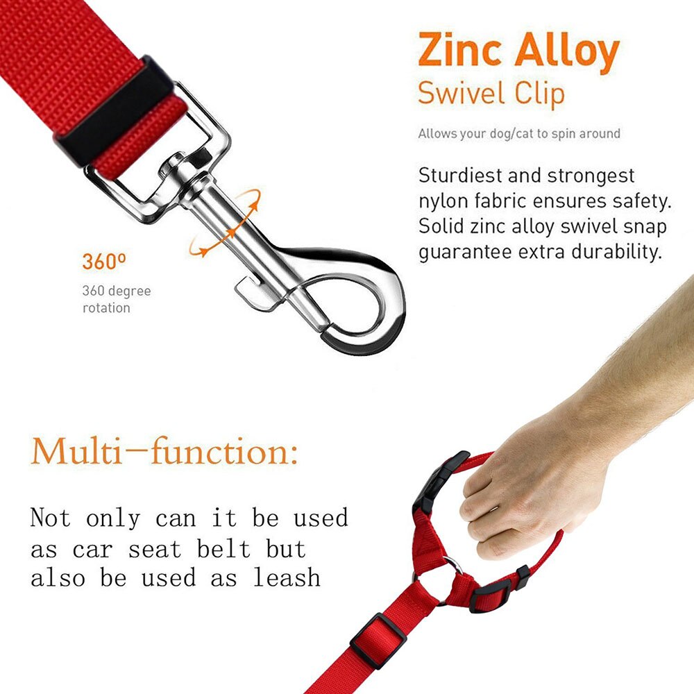 Hond Kat Veiligheid Seat Belt Riem Auto Hoofdsteun Restraint Verstelbare Nylon Hond Hoofdsteunen Voertuig Veiligheidsgordels Harness Pet Accessoires