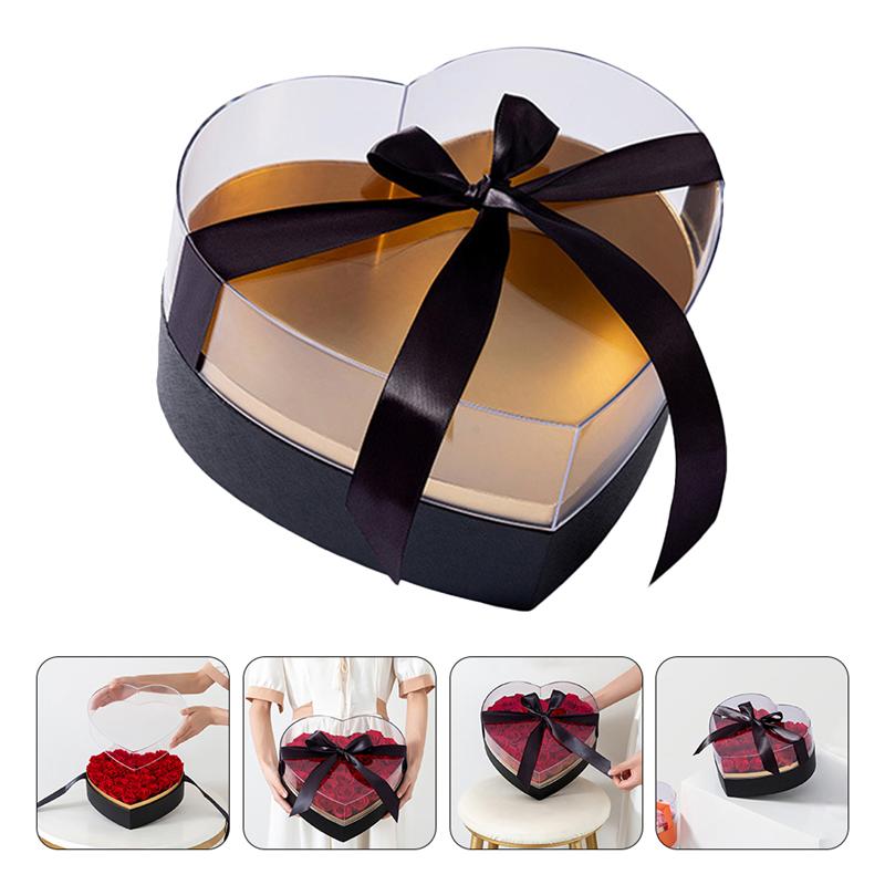 Flower Box Heart Shaped Flower Packing Box Acrylic Flower Box Heart Shaped Packing Box Flower Arrangement Container