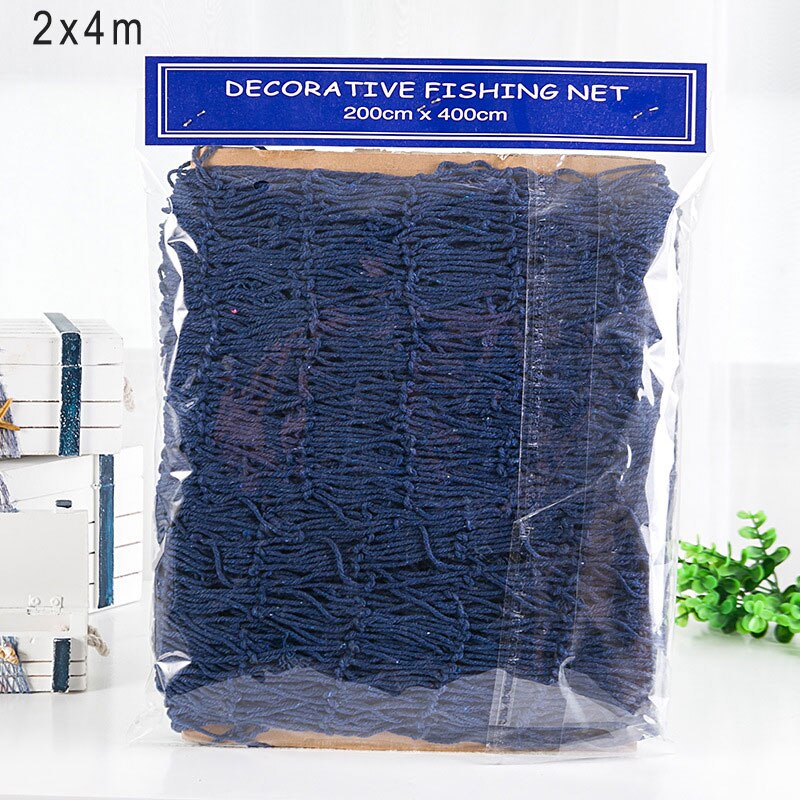 Estate Marine Decor Rete Da Pesca Arazzo Mare In Stile Mediterraneo Decorazione Della Parete di Casa Netto Del Pendente Delle Stelle Marine di Lisca di Pesce Decorazione: 2x4m blue A