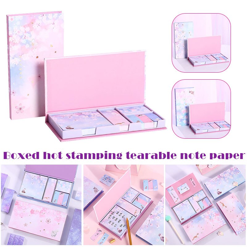 Notes Bookmark Gilded Sticky Note 4 Pad Sticky Note Self-Stick Pad Note 80 Sheet/Pad for School Office Family Post-it TP