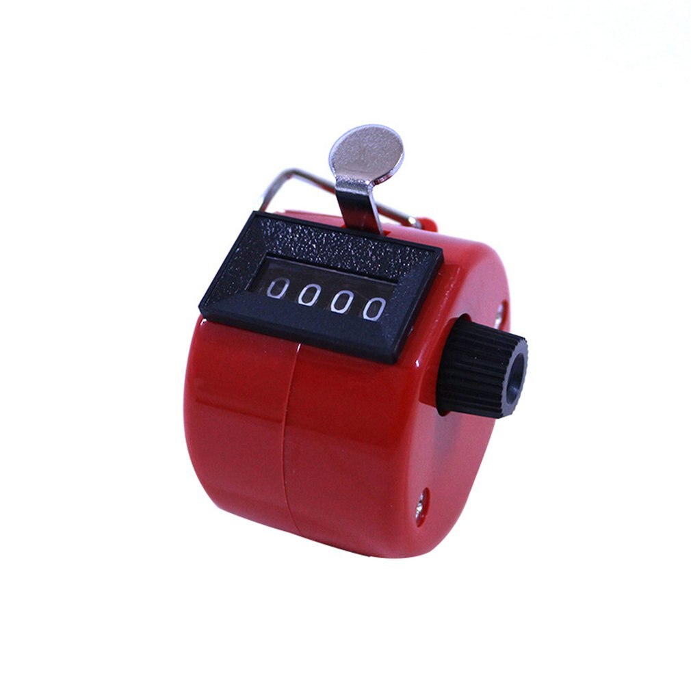 Metal 4 dígitos contador mecânico manual de palma contadores mão clicker contador contador treinamento temporizador crianças brinquedos educativos: Red