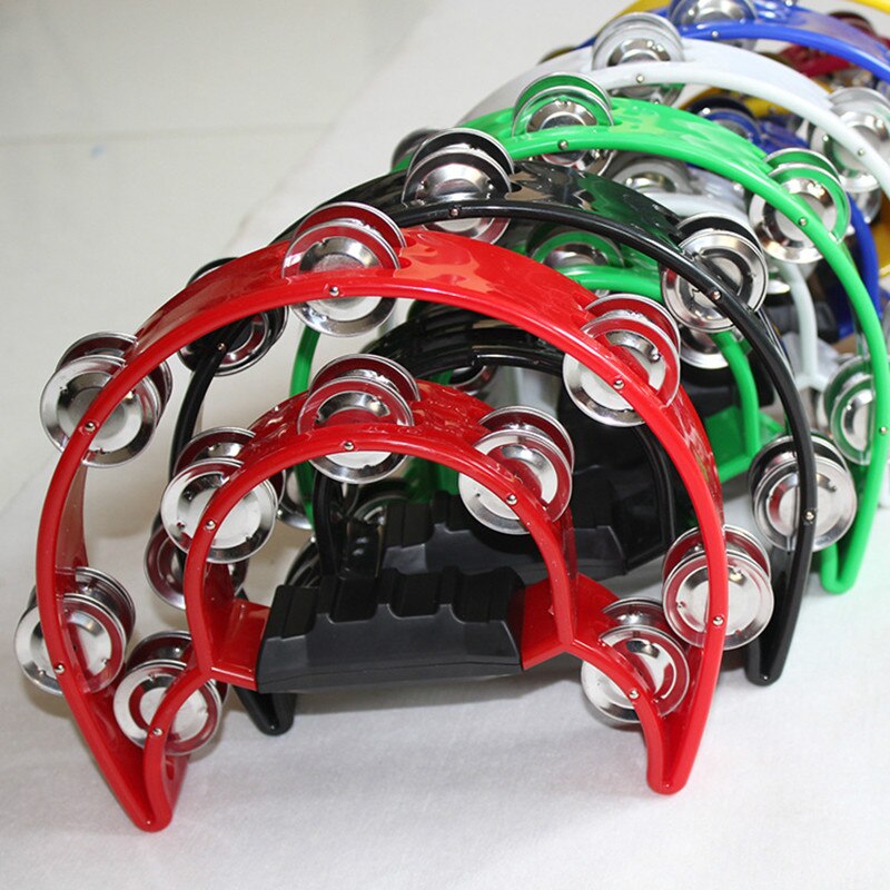 Pandereta de percusión para instrumentos musicales, campana de mano compacta de media luna, tambor KTV, pandereta Orff, 1 ud.