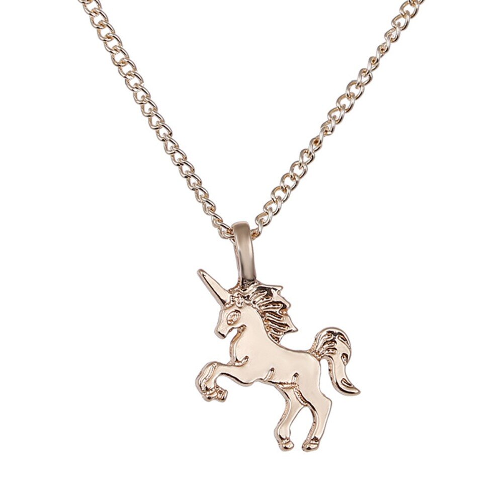 Gold Silver Unicorn Horse Alloy Clavicle Chain Ladies Jewelry Pendant Necklace Style