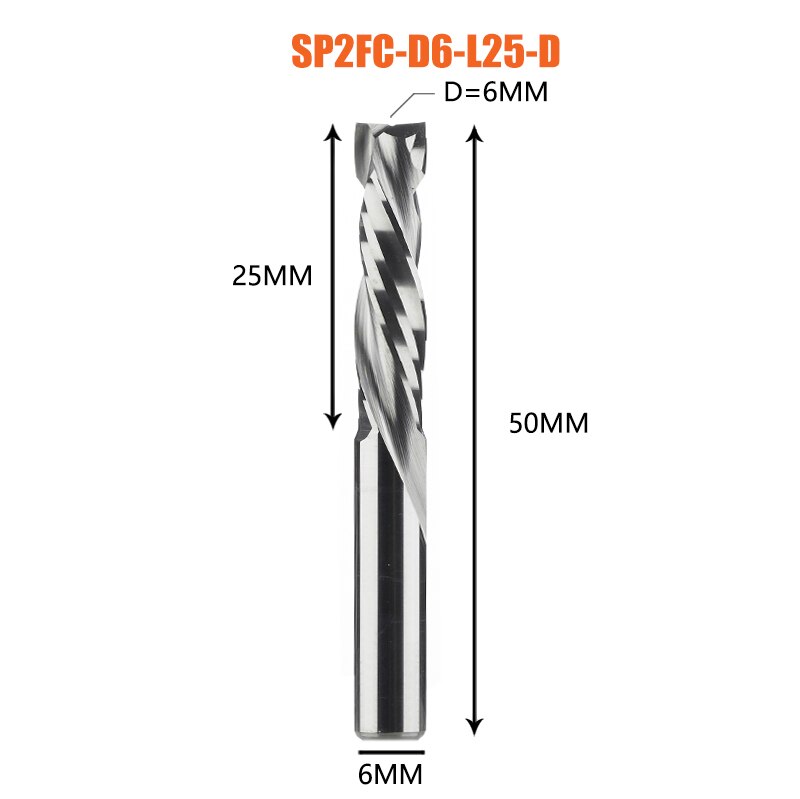 Fresa de compresión para carpintería, corte hacia arriba y hacia abajo, dos flautas, herramienta de fresado de carburo en espiral, enrutador, brocas de corte de fresa de madera