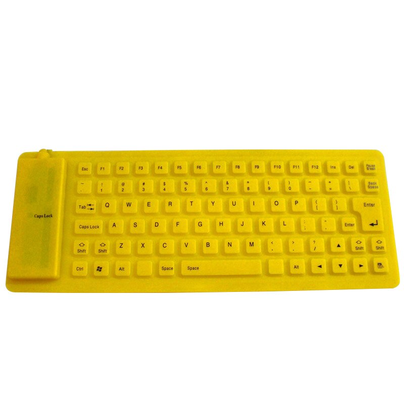 85- toetsen opvouwbaar usb mini-mute toetsenbord waterdicht siliconen draagbaar bedraad engels toetsenbord voor laptop pc buiten kantoorwerk: Geel