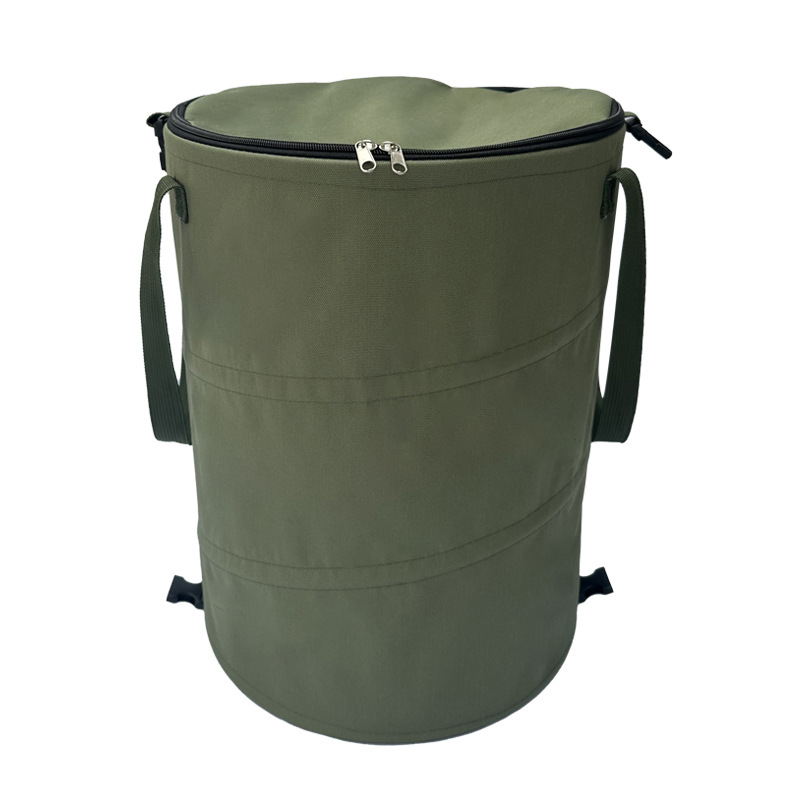 Opvouwbare Camping Prullenbak Pop-up Ronde Opslag Emmer Canvas Recycling Prullenbak Outdoor Vuilnis Tuin Code Vuilniszak met Deksel: green