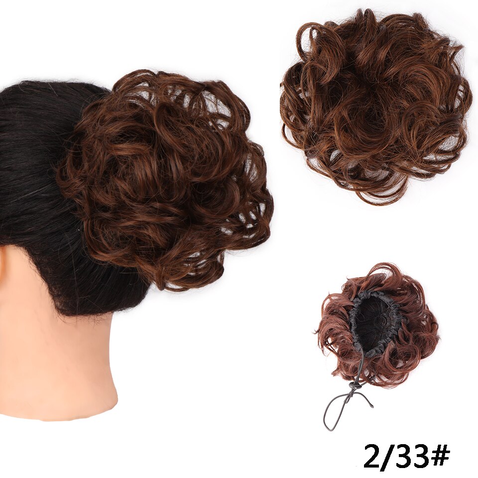 Fibra de alta temperatura de alta temperatura do cabelo do coque do cabelo da faixa de borracha do encaracolado do chignon do cordão sintético de shangke: 2-33