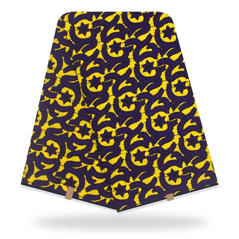 Tela de impresión de cera africana de ankara, tela con de estrellas de cera Batik, 6 yardas, auténtico Batik de cera para vestido H22: 17